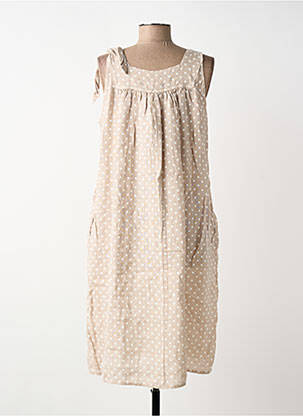 Robe mi-longue sans manche sans manche beige BLANC BOHEME femme