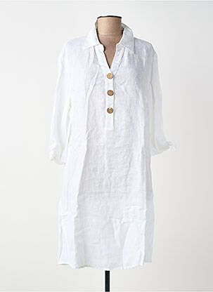 Robe mi-longue manches 3/4 manches 3/4 blanc BLANC BOHEME femme