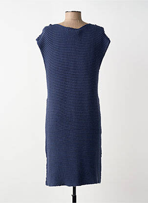 Robe pull stretch manches courtes bleu BLANC BOHEME femme