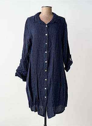 Robe mi-longue manches longues manches longues bleu BLANC BOHEME femme