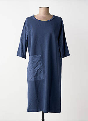 Robe mi-longue manches 3/4 manches 3/4 bleu BLANC BOHEME femme