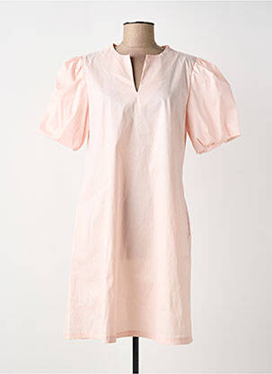 Robe courte manches courtes manches courtes rose BLANC BOHEME femme