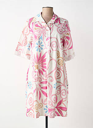 Robe courte manches courtes manches courtes rose BLANC BOHEME femme