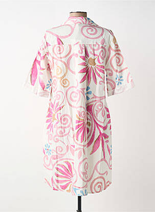Robe courte manches courtes manches courtes rose BLANC BOHEME femme