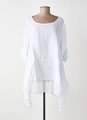 Tunique manches longues tissage crêpe blanc BLANC BOHEME femme