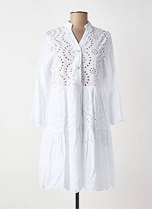 Robe mi-longue manches longues manches longues blanc BLANC BOHEME femme