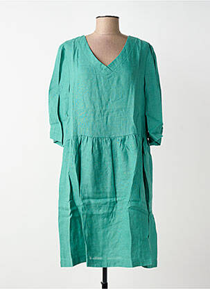 Robe mi-longue manches 3/4 manches 3/4 vert BLANC BOHEME femme