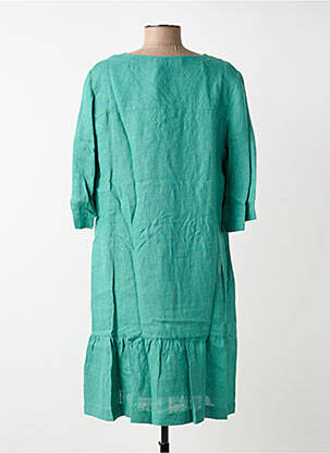 Robe mi-longue manches 3/4 manches 3/4 vert BLANC BOHEME femme