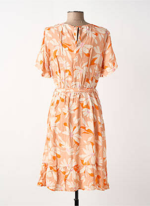 Robe mi-longue imprimé fleurs manches courtes orange BLANC BOHEME femme