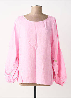 Blouse col rond manches longues rose BLANC BOHEME femme