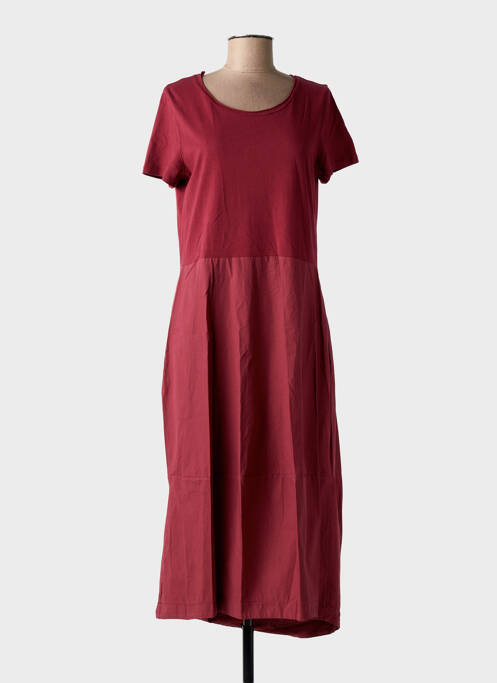 Robe mi-longue manches courtes manches courtes rouge BLANC BOHEME femme