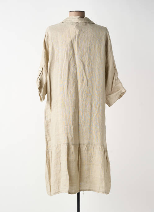 Robe mi-longue manches 3/4 manches 3/4 beige BLANC BOHEME femme