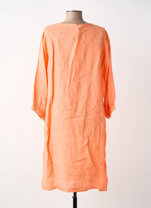 Robe mi-longue manches longues manches longues orange BLANC BOHEME femme