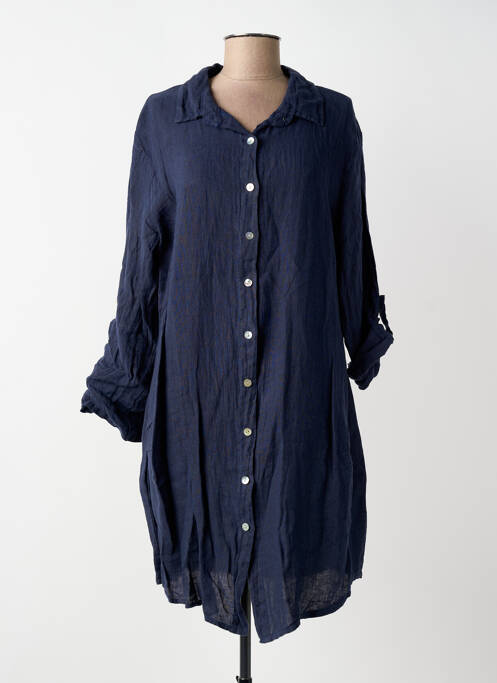 Robe mi-longue manches longues manches longues bleu BLANC BOHEME femme