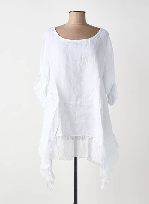 Tunique manches longues tissage crêpe blanc BLANC BOHEME femme