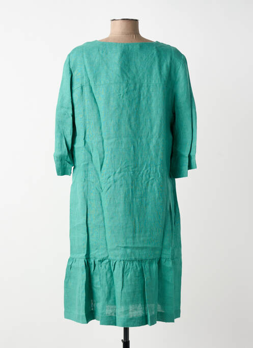 Robe mi-longue manches 3/4 manches 3/4 vert BLANC BOHEME femme