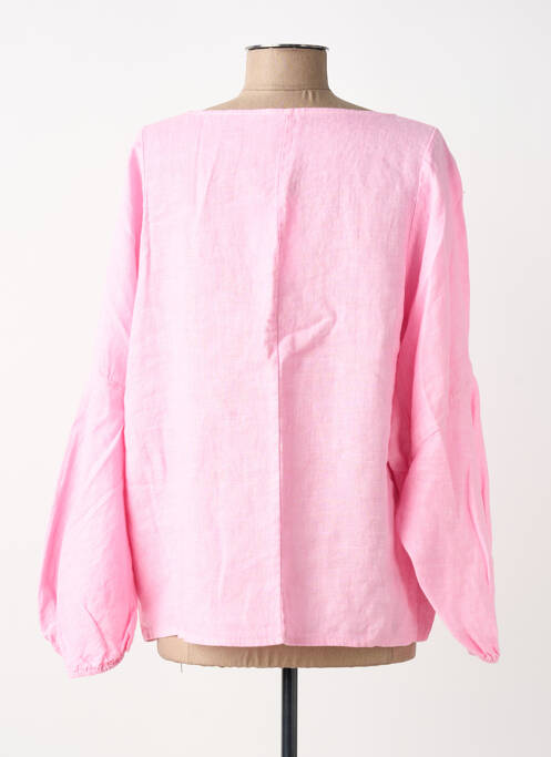 Blouse col rond manches longues rose BLANC BOHEME femme