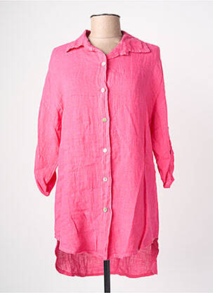 Tunique manches longues col chemisier rose BLANC BOHEME femme