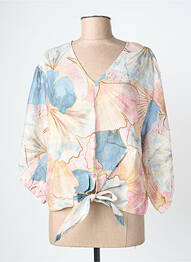 Top imprimé fantaisie manches 3/4 bleu BLANC BOHEME femme