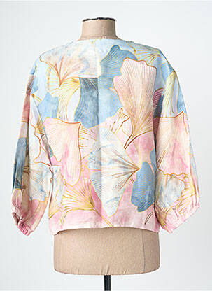 Top imprimé fantaisie manches 3/4 bleu BLANC BOHEME femme