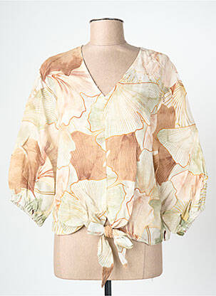 Top imprimé fantaisie manches 3/4 vert BLANC BOHEME femme