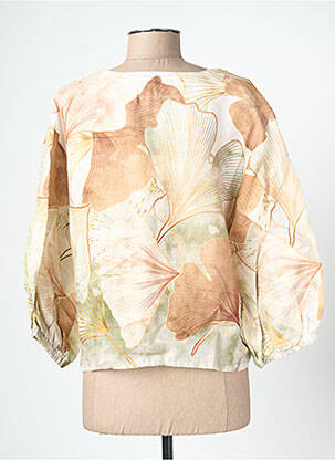 Top imprimé fantaisie manches 3/4 vert BLANC BOHEME femme