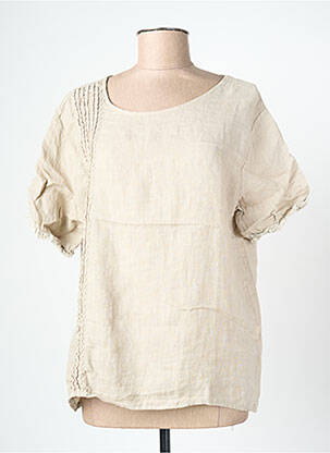 Top manches courtes manches courtes beige BLANC BOHEME femme