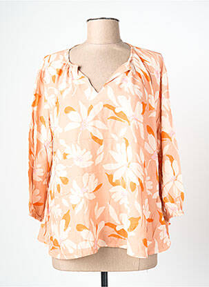Blouse tissage popeline manches 3/4 orange BLANC BOHEME femme