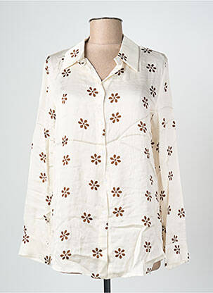 Chemisier imprimé fantaisie manches longues beige BLANC BOHEME femme