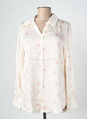 Chemisier imprimé fantaisie manches longues beige BLANC BOHEME femme
