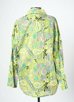Chemisier imprimé fantaisie manches longues vert BLANC BOHEME femme