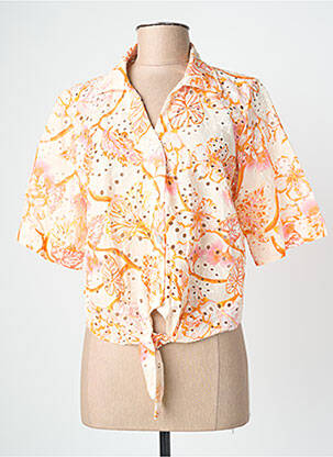 Chemisier manches courtes manches courtes orange BLANC BOHEME femme