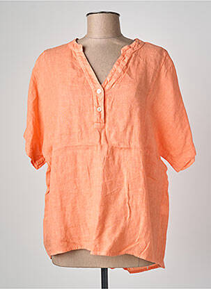 Blouse col v manches courtes orange BLUGAYA femme