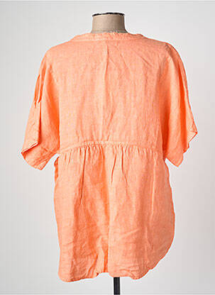 Blouse col v manches courtes orange BLUGAYA femme