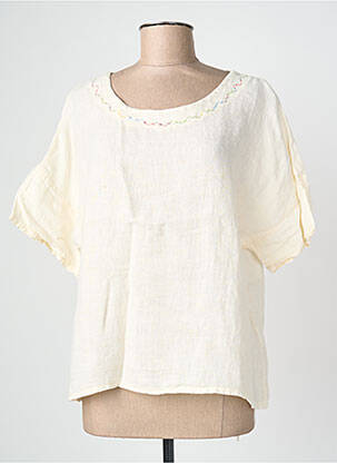 Top manches courtes manches courtes beige BLANC BOHEME femme