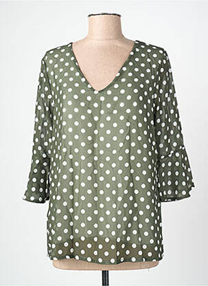Blouse manches 3/4 manches 3/4 vert BLANC BOHEME femme