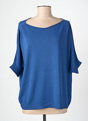Top tissage crêpe manches courtes bleu BLANC BOHEME femme