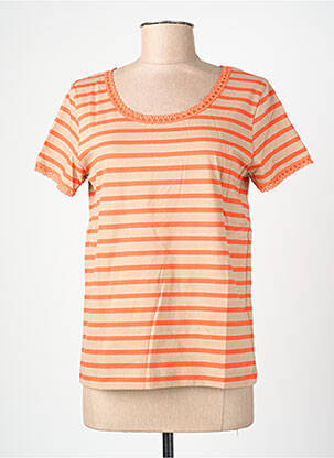 T-shirt coupe cintrée manches courtes orange BLANC BOHEME femme