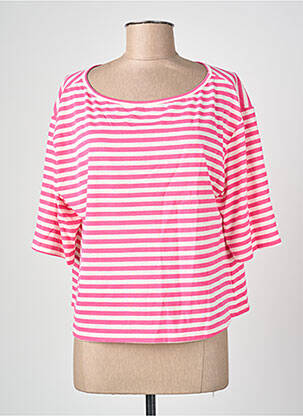 T-shirt manches 3/4 manches 3/4 rose BLANC BOHEME femme