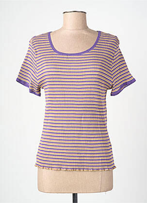 T-shirt coupe cintrée manches courtes violet BLANC BOHEME femme