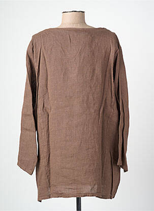 Blouse col rond manches longues marron BLANC BOHEME femme