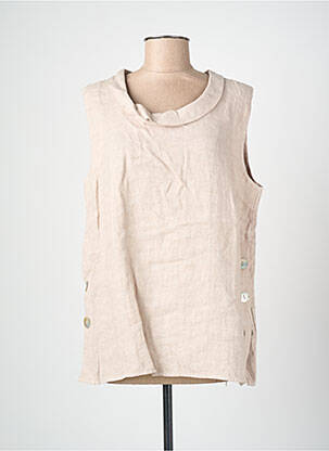 Top sans manche sans manche beige BLANC BOHEME femme