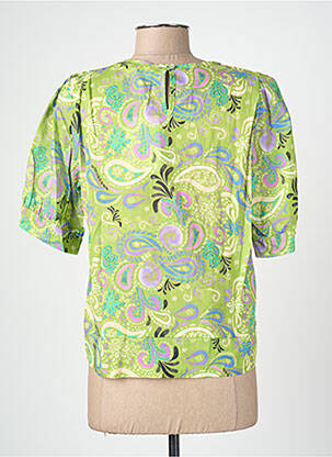Top imprimé fantaisie manches courtes vert BLANC BOHEME femme