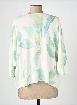 Pull coupe droite manches 3/4 vert BLANC BOHEME femme