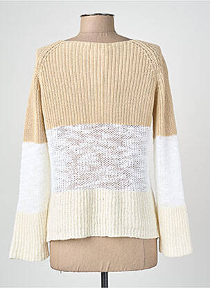 Pull coupe droite manches longues beige BLANC BOHEME femme