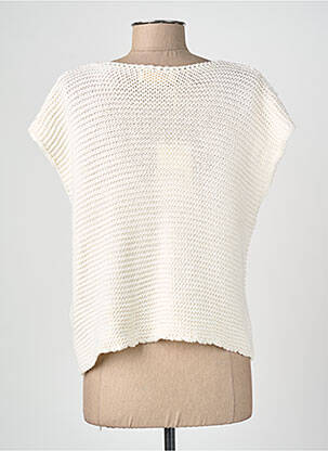 Pull coupe cintrée manches courtes beige BLANC BOHEME femme