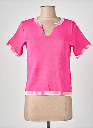 T-shirt stretch manches courtes rose BLANC BOHEME femme
