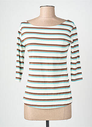 T-shirt manches 3/4 manches 3/4 bleu BLANC BOHEME femme