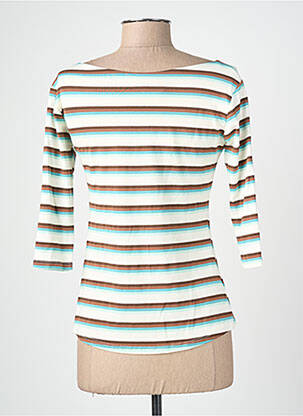T-shirt manches 3/4 manches 3/4 bleu BLANC BOHEME femme