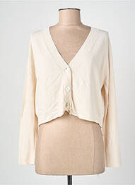 Gilet manches longues stretch beige BLANC BOHEME femme